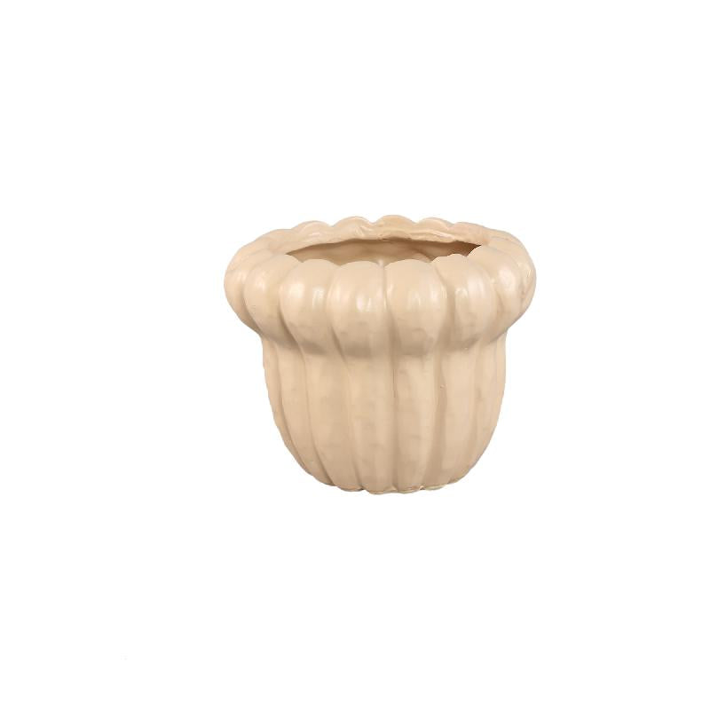 Flowerpot – Cream Surface, Round Shape, Ceramic Material, XS – Samaran | PTMD
