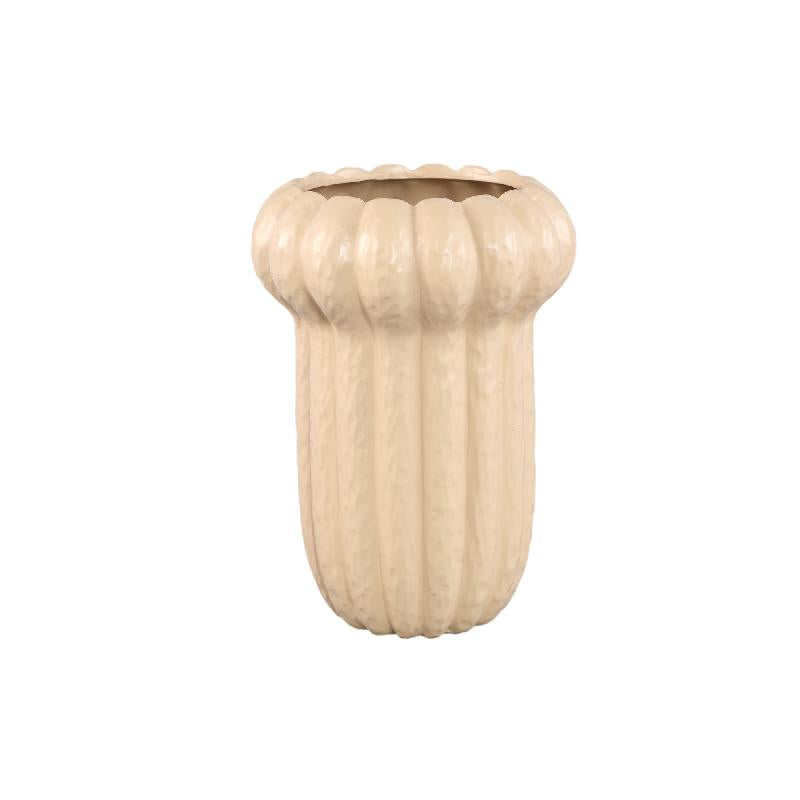 Vase – Runde Form, Keramik Material, Geripptes Design, L – Samaran | PTMD