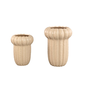 Vase – Cream Surface, Round Shape, Ceramic Material, L – Samaran | PTMD