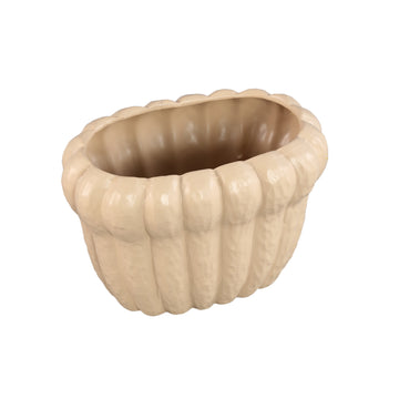 Topf – Ovale Form, Keramik Material, Geripptes Design, L – Samaran | PTMD