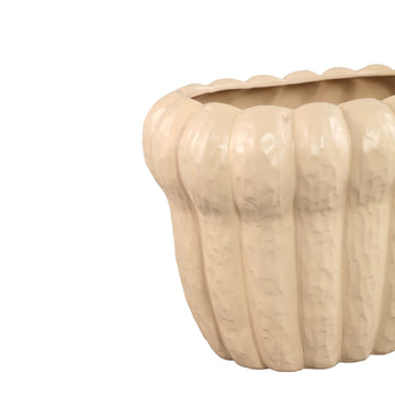 Topf – Ovale Form, Keramik Material, Geripptes Design, L – Samaran | PTMD