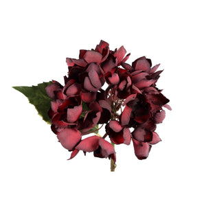 Hydrangea Flower - Small Burgundy Stem, Fabric Flowers, Elegant Stem, S | PTMD