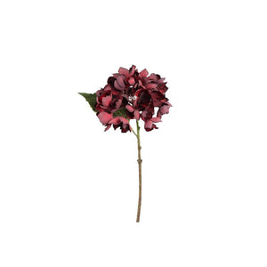 Hydrangea Flower - Small Burgundy Stem, Fabric Flowers, Elegant Stem, S | PTMD