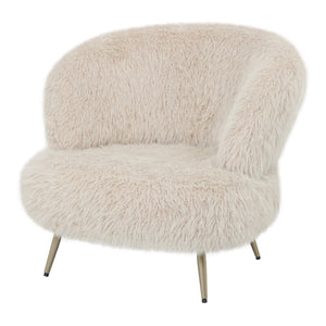 Armchair – Faux Fur Fabric Upholstery, Beige Finish, Padded Seat – Franklyn | PTMD