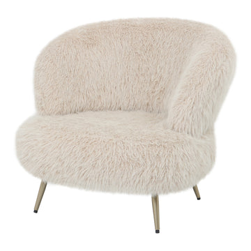 Sessel – Felloptik Stoffbezug, Beige Oberfläche, Gepolsterte Sitzfläche – Franklyn | PTMD