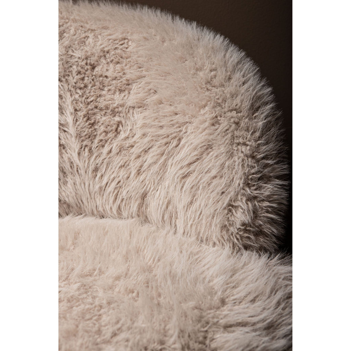 Armchair – Faux Fur Fabric Upholstery, Beige Finish, Padded Seat – Franklyn | PTMD