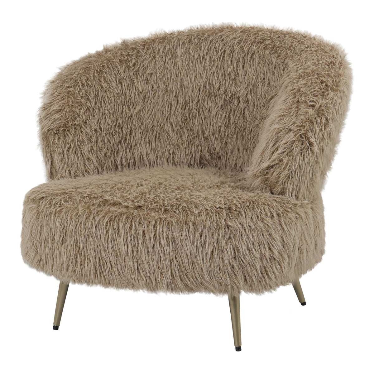 Armchair – Faux Fur Fabric Upholstery, Brown Surface, Upholstered Seat – Franklyn | PTMD