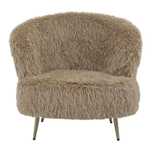 Armchair – Faux Fur Fabric Upholstery, Brown Surface, Upholstered Seat – Franklyn | PTMD