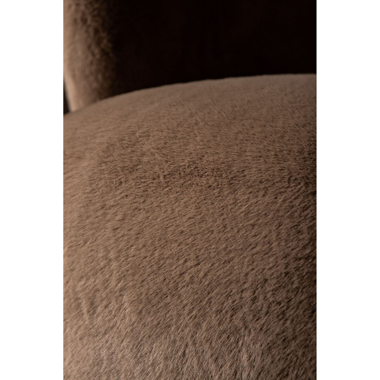 Armchair – Faux Fur Fabric Upholstery, Mocha Finish, Padded Seat – Aphrodite | PTMD