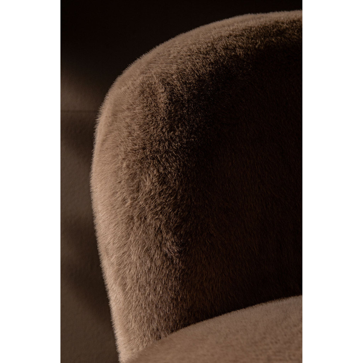 Armchair – Faux Fur Fabric Upholstery, Mocha Finish, Padded Seat – Aphrodite | PTMD