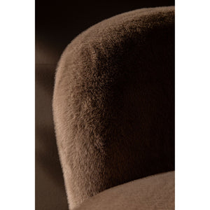 Armchair – Faux Fur Fabric Upholstery, Mocha Finish, Padded Seat – Aphrodite | PTMD