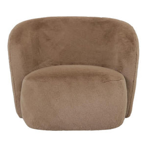 Armchair – Faux Fur Fabric Upholstery, Mocha Finish, Padded Seat – Aphrodite | PTMD