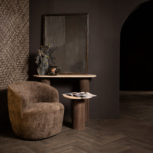 Armchair – Eden Fabric Upholstery, Brown Finish, Upholstered Seat – Grasa | PTMD