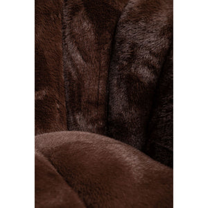 Armchair – Faux Fur Fabric Upholstery, Dark Brown Finish, Upholstered Seat – Furia | PTMD