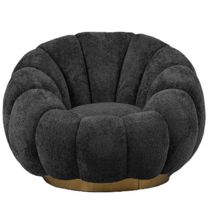 Sessel – Euphoria Stoffbezug, Anthrazit Oberfläche, Gold Metallgestell – Daisy | PTMD