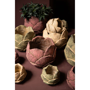 Blumentopf - Zement, Blumenform, Strukturierte Oberfläche, Cremefarbe, L – Flowi | PTMD