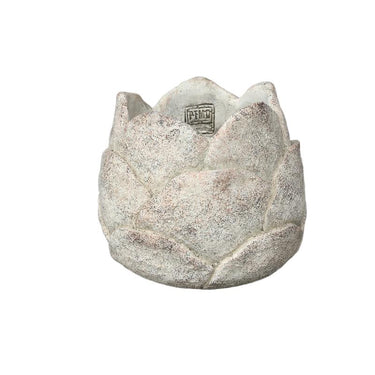 Flower pot - Cement, flower shape, textured surface, cream color, L – Flowi | PTMD