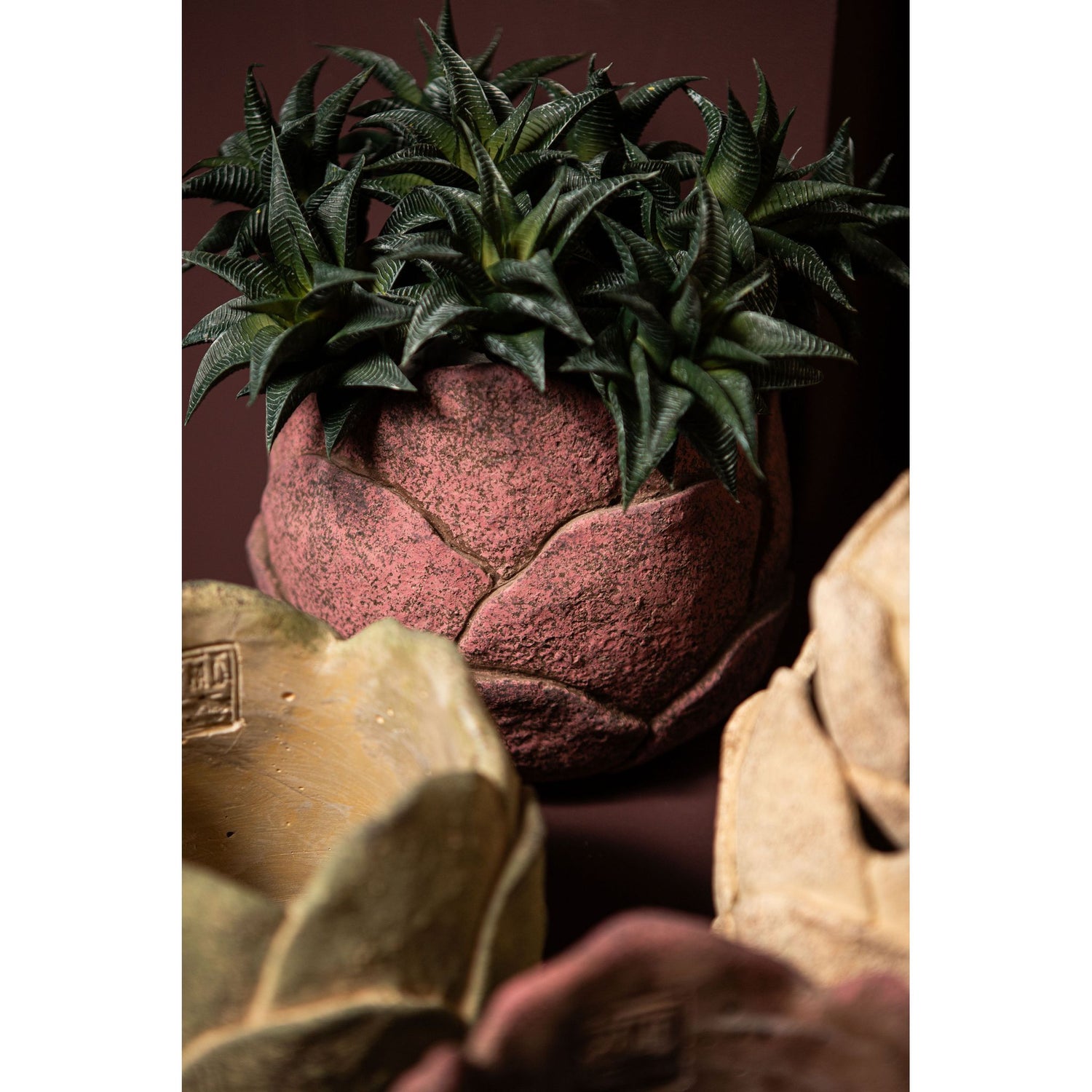 Blumentopf - Zement, Blumenform, Strukturierte Oberfläche, Rosa Farbe, XS – Flowi | PTMD