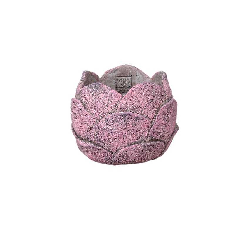 Blumentopf - Zement, Blumenform, Strukturierte Oberfläche, Rosa Farbe, M – Flowi | PTMD