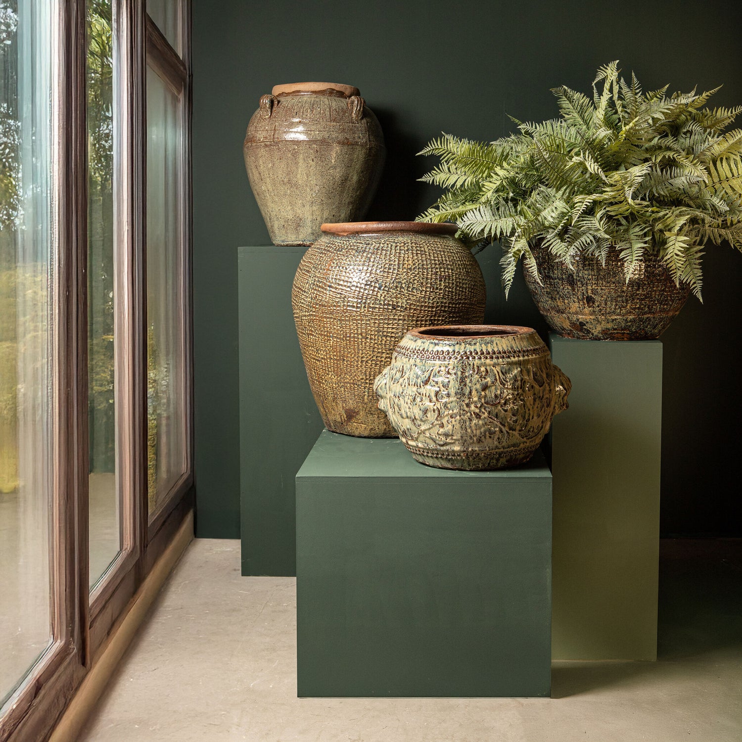 Pot - Ceramic Material, Round Shape, Natural Blue, Low Shape - Lisie | PTMD