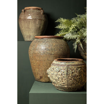 Pot - Ceramic Material, Square Pattern, Natural Blue, S - Lisie | PTMD