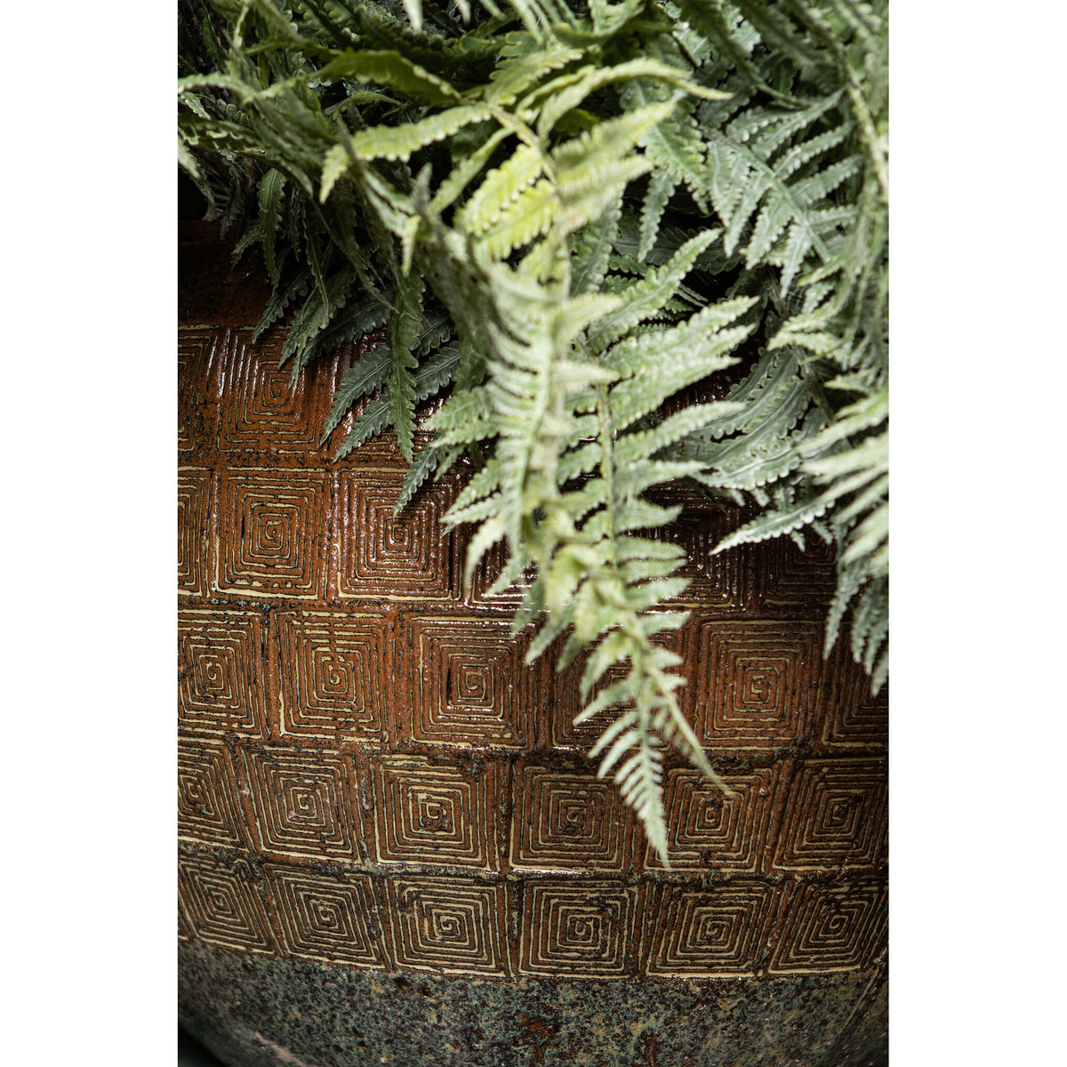 Pot – Ceramic Material, Pyramid Pattern, Natural Blue, Low Shape – Lisie | PTMD
