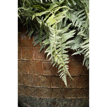Pot – Ceramic Material, Pyramid Pattern, Natural Blue, Low Shape – Lisie | PTMD