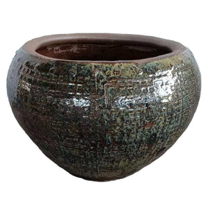 Pot – Ceramic Material, Square Pattern, Natural Blue, Low Shape – Lisie | PTMD