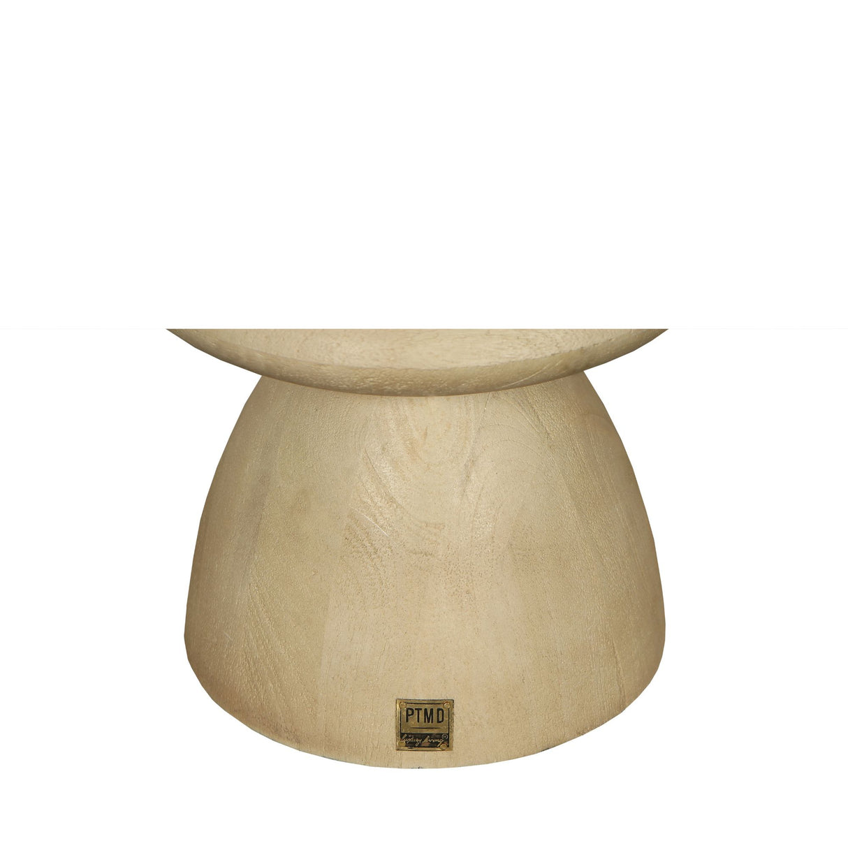 Side Table - Mango Wood, Natural Tone, Marble Top, Round Shape, Solid Look, S – Callain | PTMD