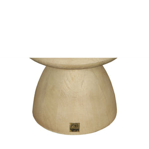 Side Table - Mango Wood, Natural Tone, Marble Top, Round Shape, Solid Look, S – Callain | PTMD