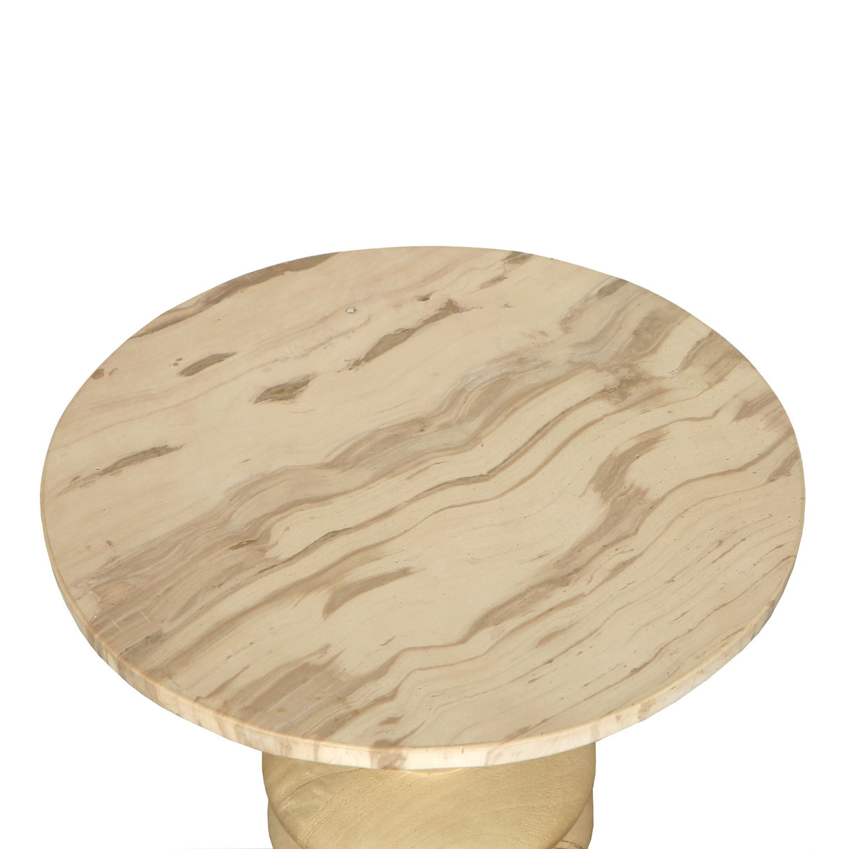 Side Table - Mango Wood, Natural Tone, Marble Top, Round Shape, Solid Look, S – Callain | PTMD