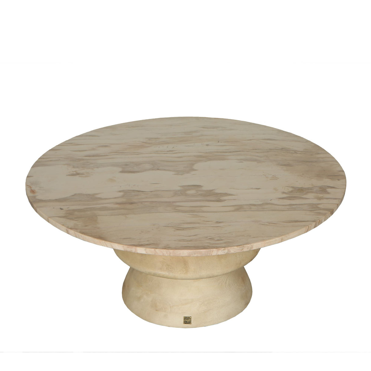 Couchtisch – Mangoholz, Marmorplatte, Stabiles Gestell, Natur – Callain | PTMD