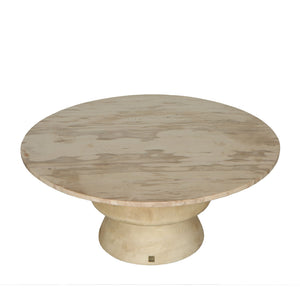 Couchtisch – Mangoholz, Marmorplatte, Stabiles Gestell, Natur – Callain | PTMD