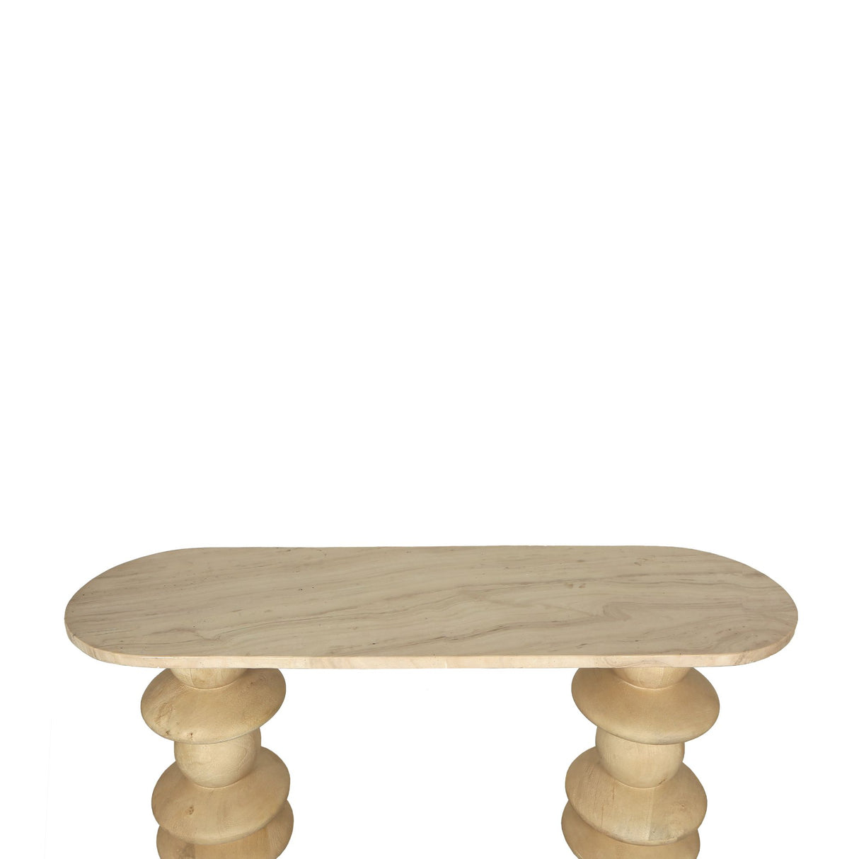 Side table - mango wood, natural tone, marble top, oval shape, solid look – Callain | PTMD