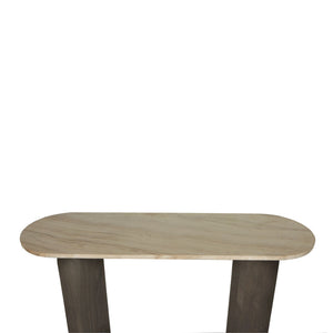 Side Table – Mango Wood, Marble Top, Oval, Brown – Liora | PTMD