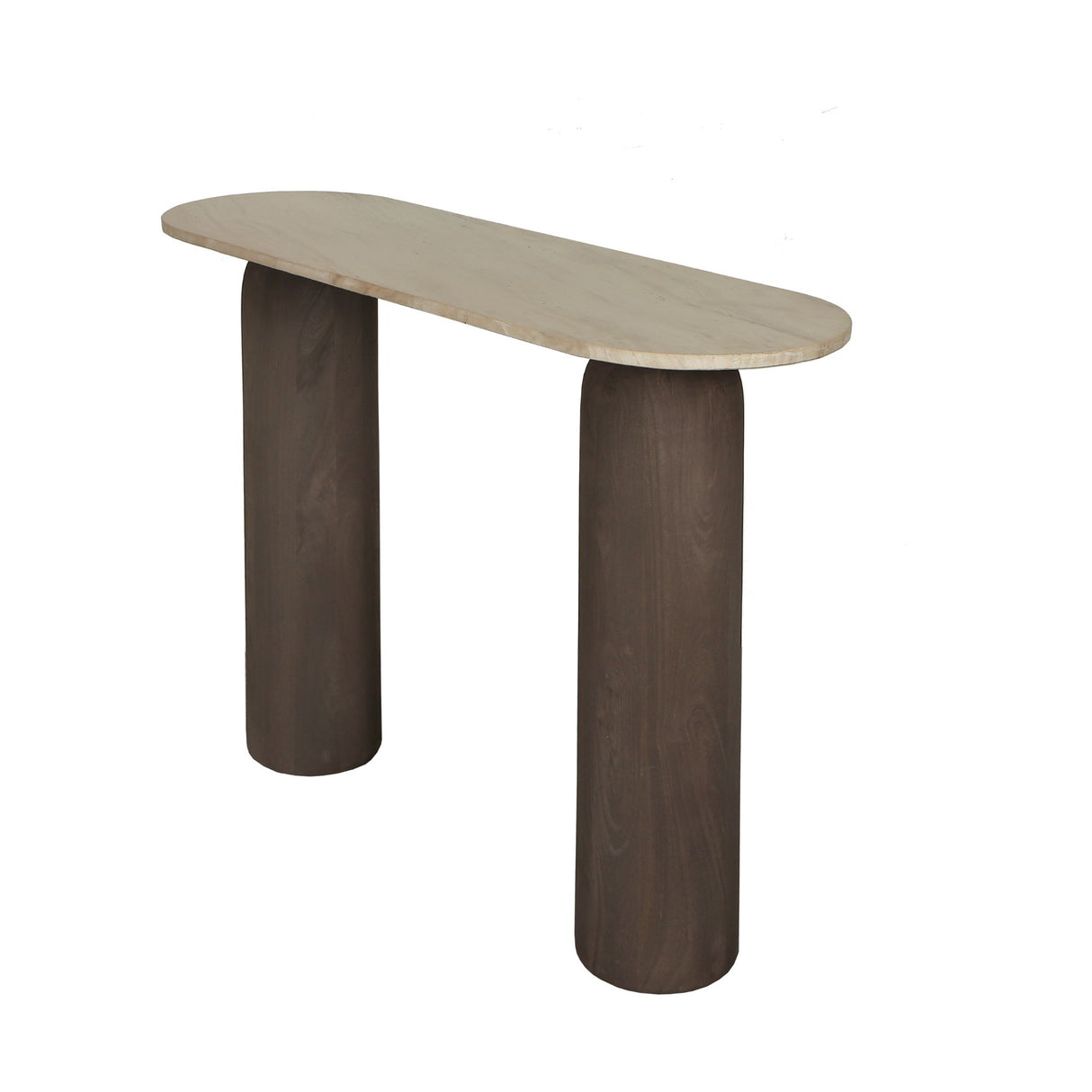 Side Table – Mango Wood, Marble Top, Oval, Brown – Liora | PTMD