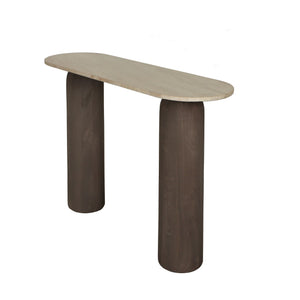 Side Table – Mango Wood, Marble Top, Oval, Brown – Liora | PTMD