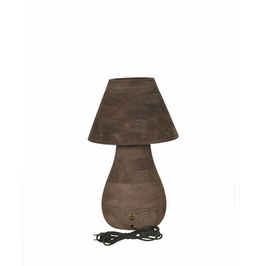 Tischlampe aus Mangoholz, braun, rund, naturbelassen, dekorativ, niedrig – Peake | PTMD