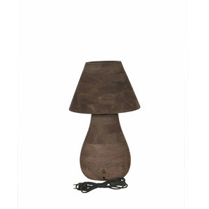 Mango Wood Table Lamp, Brown, Round, Natural, Decorative, Low – Peake | PTMD
