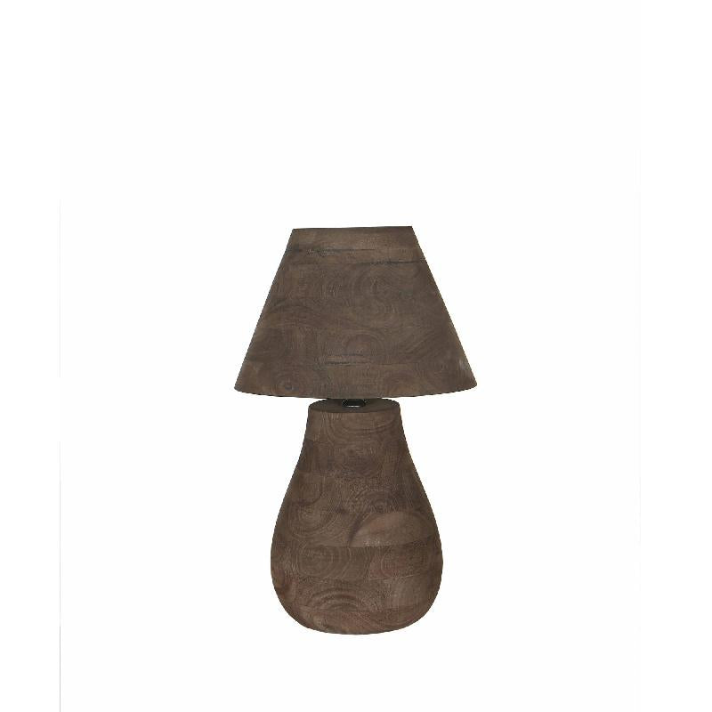 Mango Wood Table Lamp, Brown, Round, Natural, Decorative, Low – Peake | PTMD