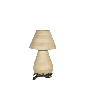 Tischlampe aus Mangoholz, naturfarben, rund, naturbelassen, dekorativ, niedrig – Peake | PTMD