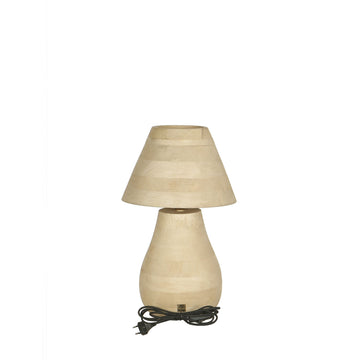 Tischlampe aus Mangoholz, naturfarben, rund, naturbelassen, dekorativ, niedrig – Peake | PTMD