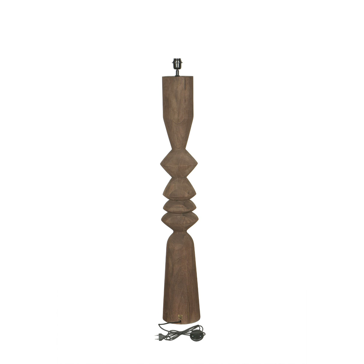 Mango Wood Floor Lamp with Brown Shade and Round Columnar Design – Elaine | PTMD