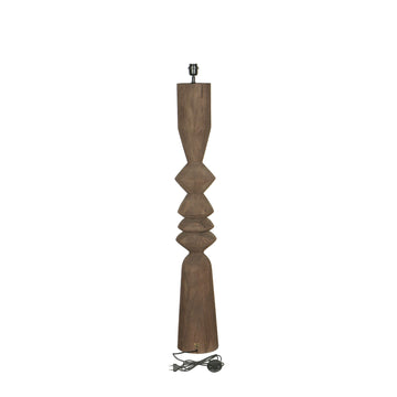 Mango Wood Floor Lamp with Brown Shade and Round Columnar Design – Elaine | PTMD