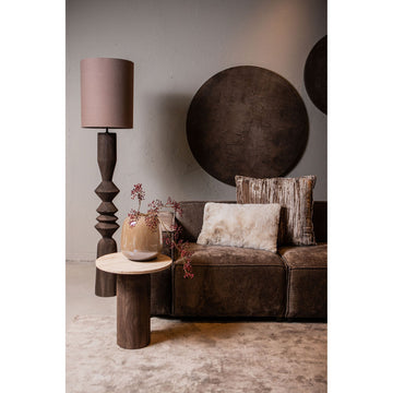 Mango Wood Floor Lamp with Brown Shade and Round Columnar Design – Elaine | PTMD