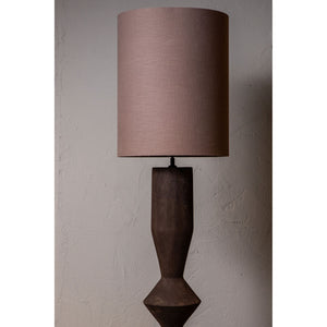 Mango Wood Floor Lamp with Brown Shade and Round Columnar Design – Elaine | PTMD
