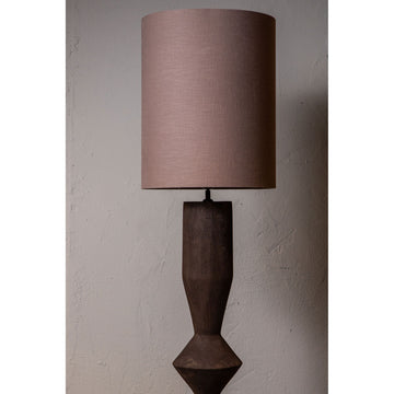 Mango Wood Floor Lamp with Brown Shade and Round Columnar Design – Elaine | PTMD
