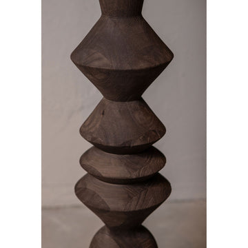 Mango Wood Floor Lamp with Brown Shade and Round Columnar Design – Elaine | PTMD