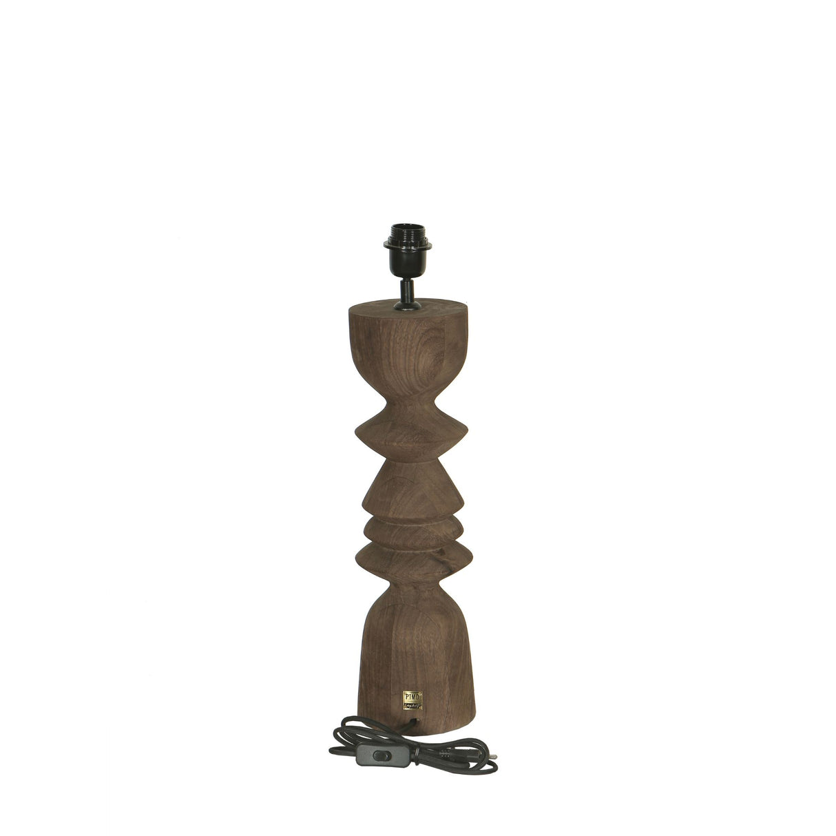 Tischlampe aus Mangoholz mit Braunton und schlankem Design in runder Form – Elaine | PTMD