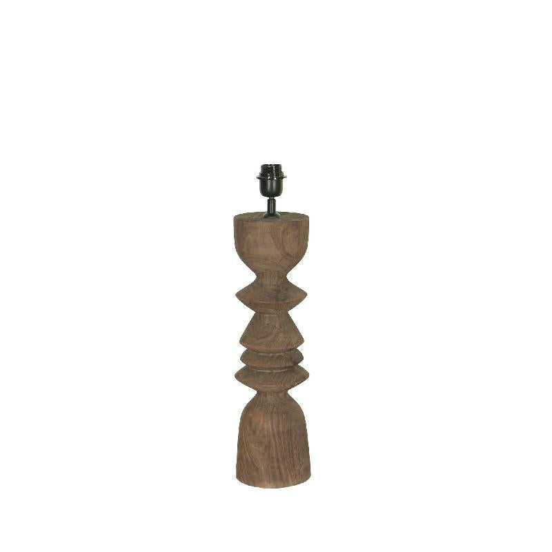 Tischlampe aus Mangoholz mit Braunton und schlankem Design in runder Form – Elaine | PTMD